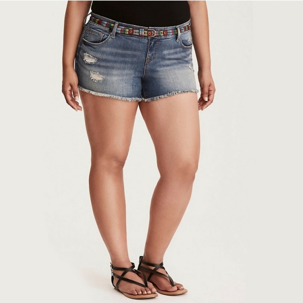Torrid shorts.  Size 24. Distressed front and back pocket and frayed hems.